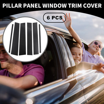 6pcs Black Carbon Fiber Car Pillar Window Trim Covers for Nissan Titan (2004-2015)