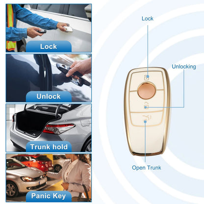Silicone Smart Key Fob Case Cover for Mercedes-Benz A-Class (2019-2021) White