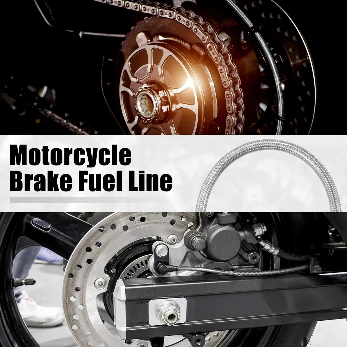Braided Brake Clutch Oil Hoses Line Pipe Silver Tone for Motorcycle ATV
