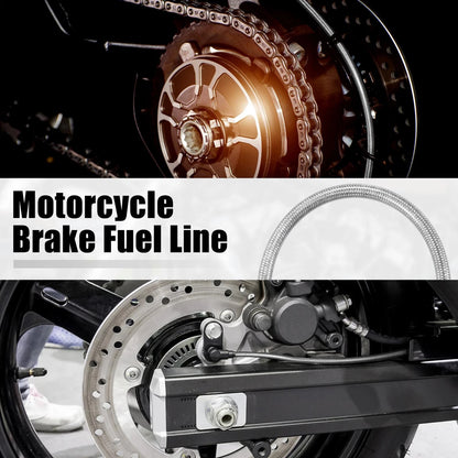 Braided Brake Clutch Oil Hoses Line Pipe Silver Tone for Motorcycle ATV