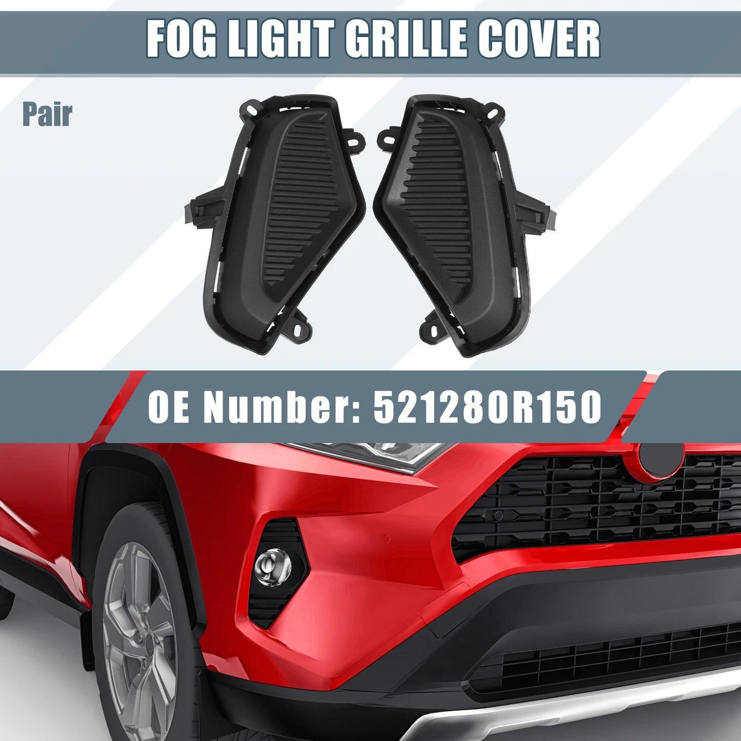 Left Right Fog Light Grille Covers for Toyota RAV4 (2019-2023)