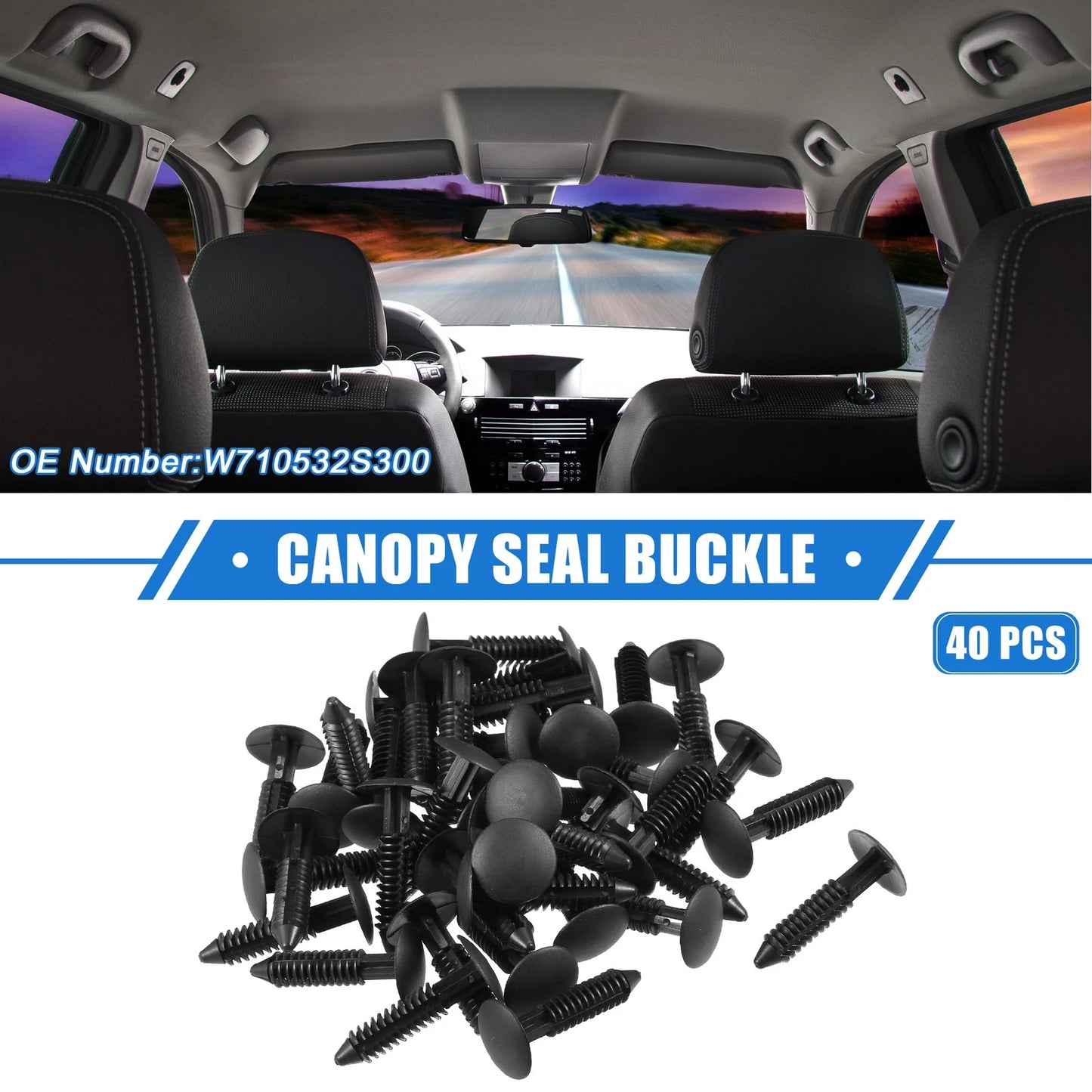 40 Pcs Canopy Seal Buckle Clips for Ford Mustang (2005-2012) Black