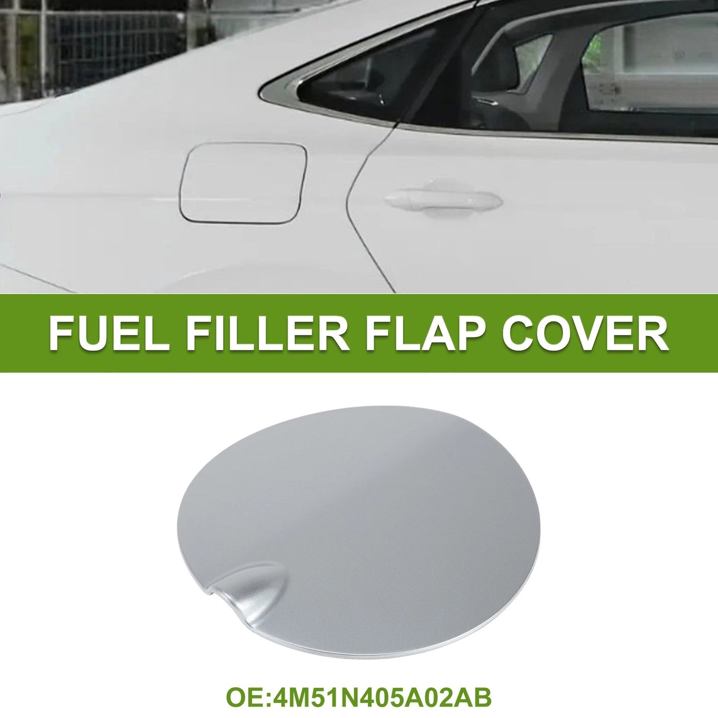 Fuel Tank Door Cap Cover for Ford Focus (2007-2011) Silver Tone
