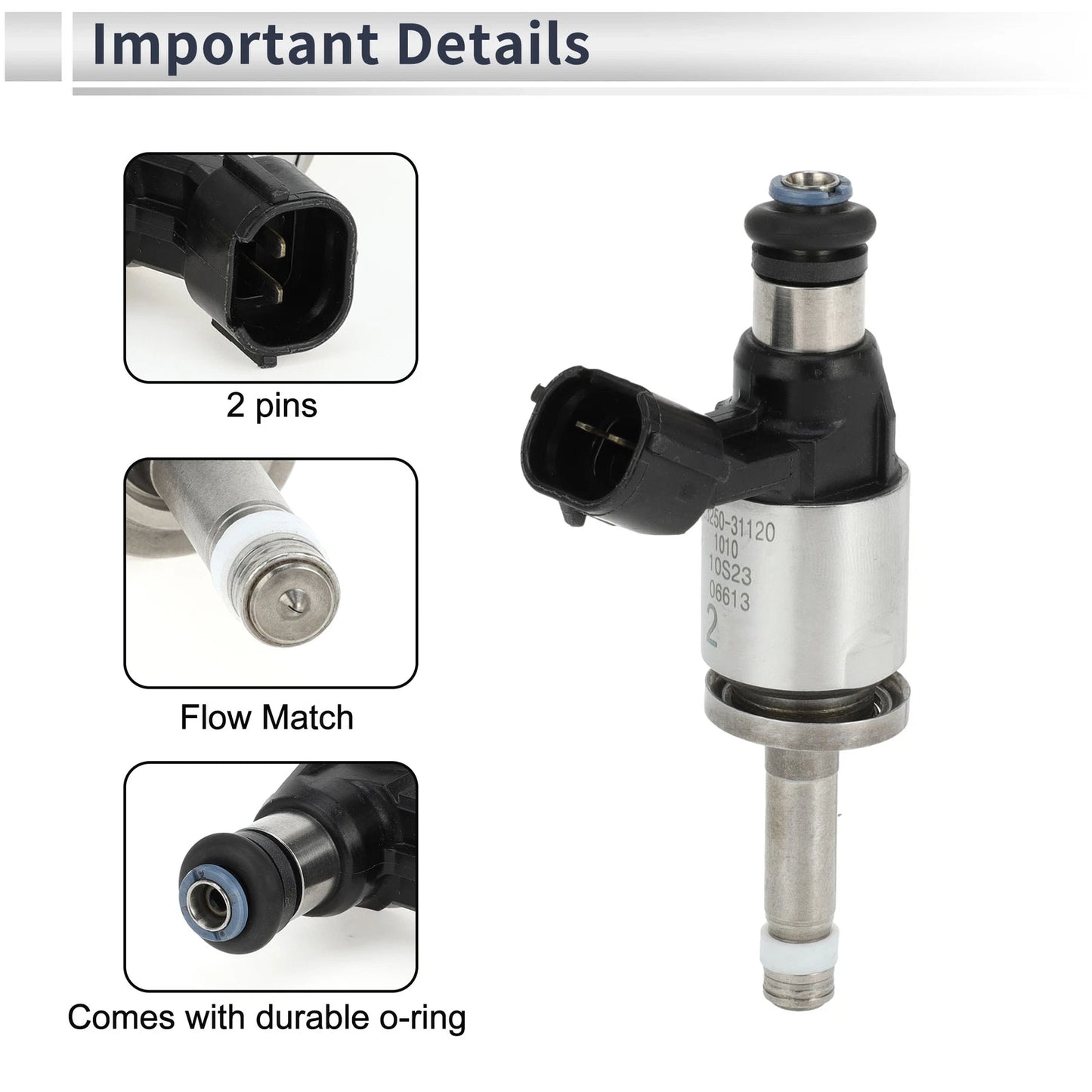 Fuel Injector 1Pc for Lexus IS300H Hybrid 2014-2015 Black Silver Tone