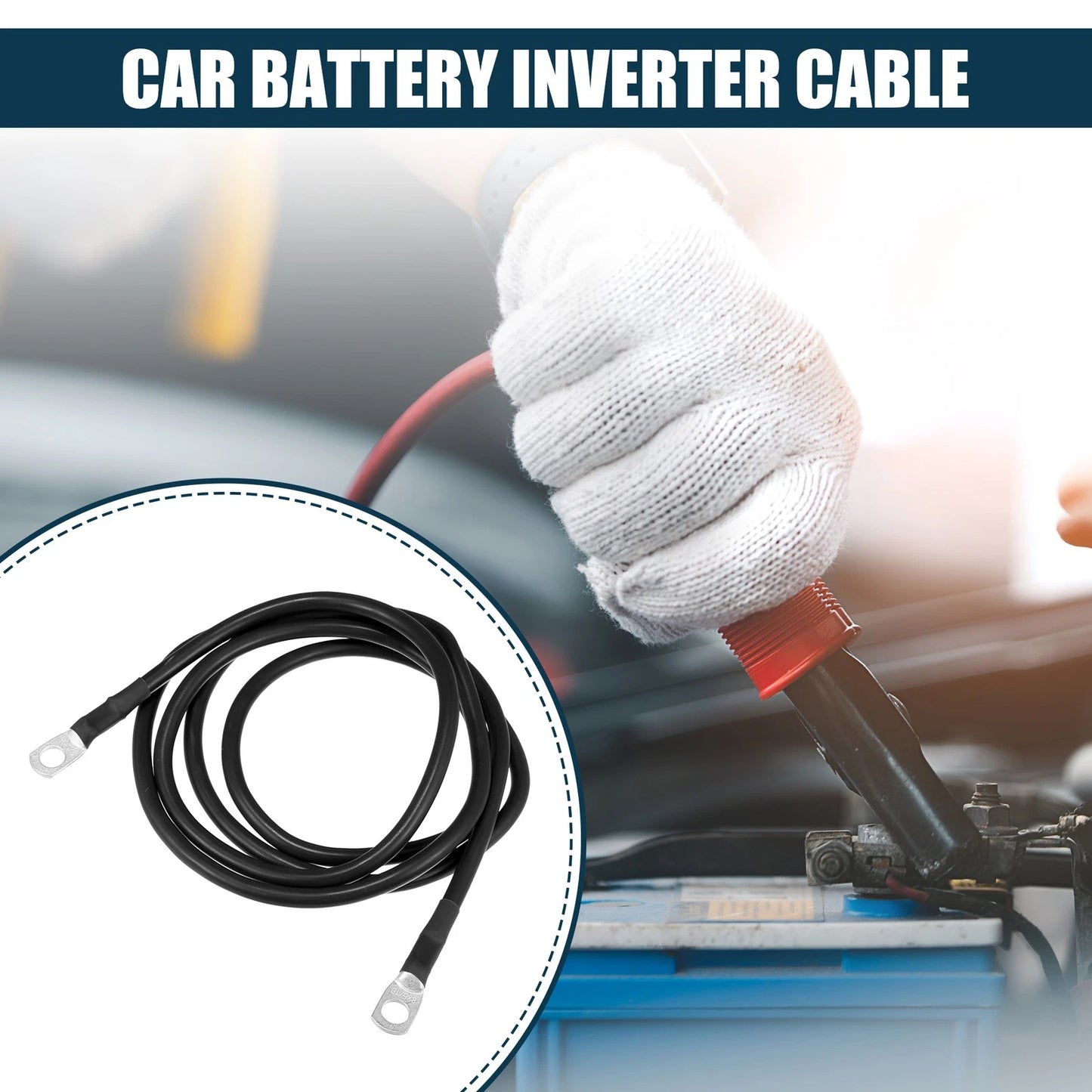 Marine Battery Inverter Cable 8AWG 5ft Copper Wire Black for Car