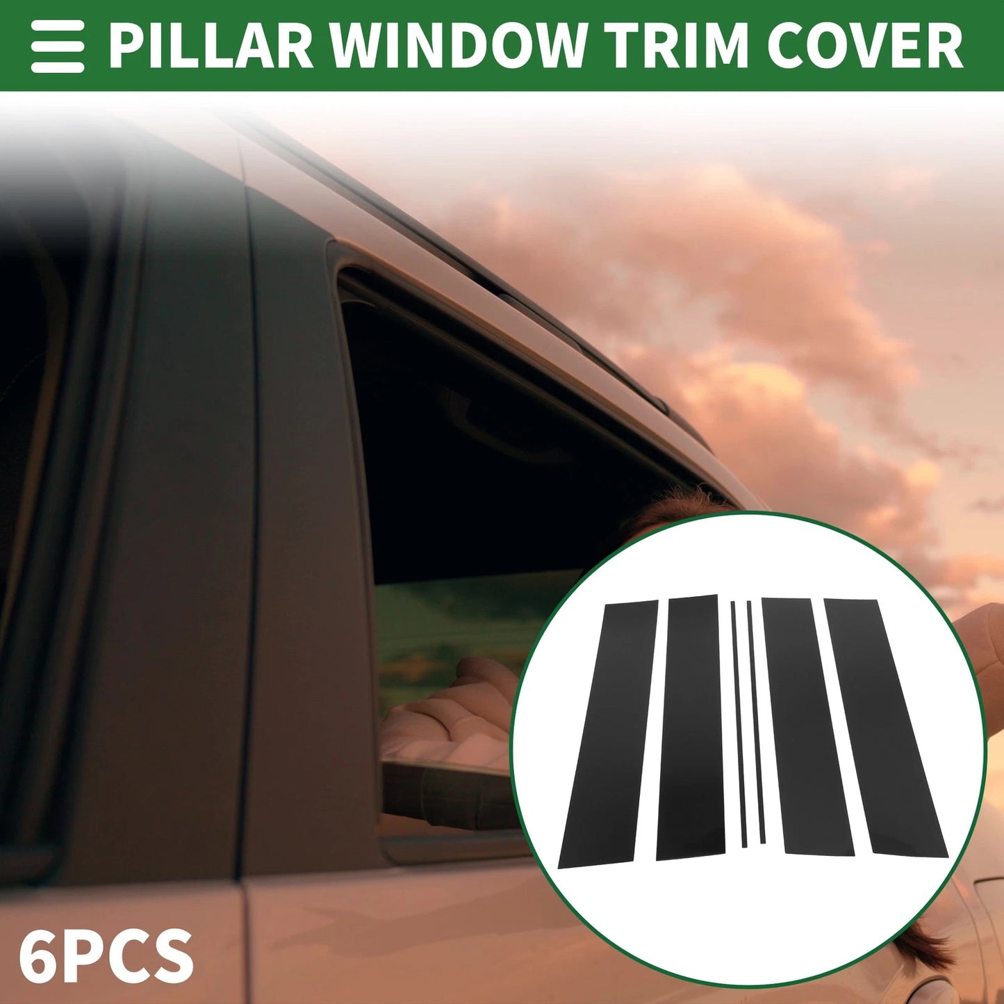 6 Pcs Door Pillar Window Trim for Honda Odyssey (2005-2010) Black
