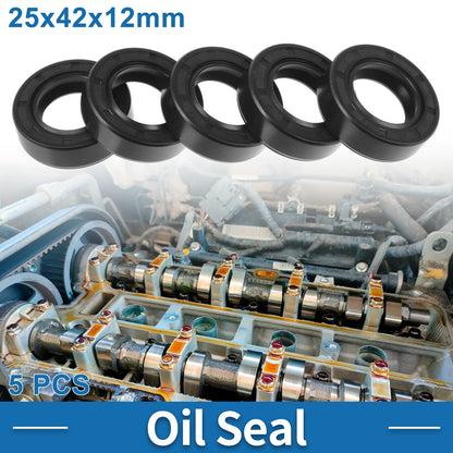 Oil Seal 25x42x12mm 5 Pcs Seal Ring Rotary Shaft Nitrile Rubber for Vehicle