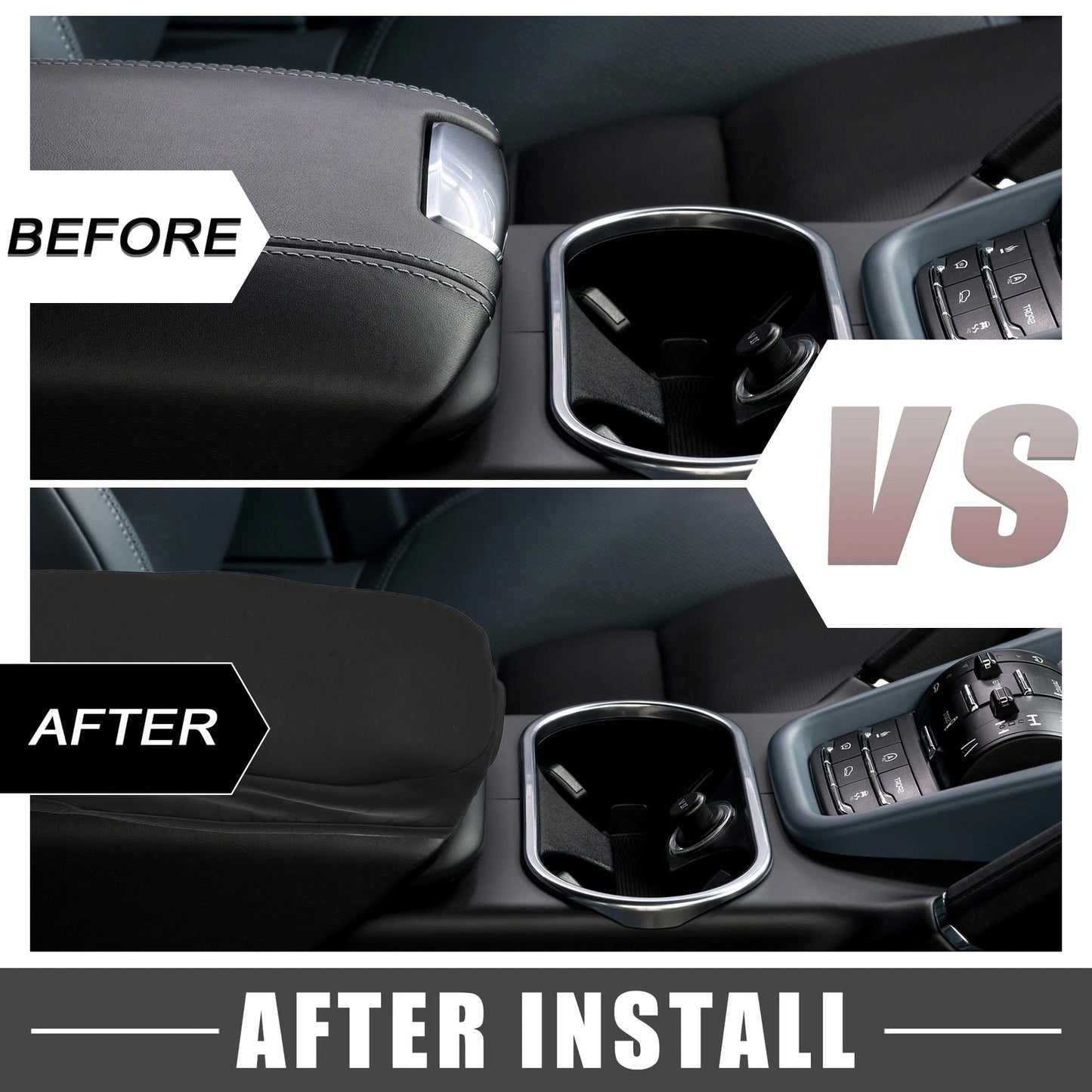 Center Console Armrest Cover Pad for Toyota RAV4 (2019-2023) Black