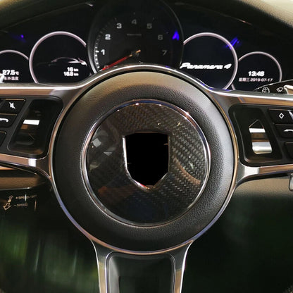Real Carbon Fiber Steering Wheel Center Logo Trim Fits Porsche Macan 2015-2020