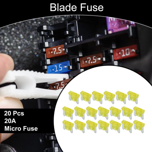 Micro Fuse 20A Blade Fuse for Car Boat Truck RV Motorcycle Yellow 20 Pcs