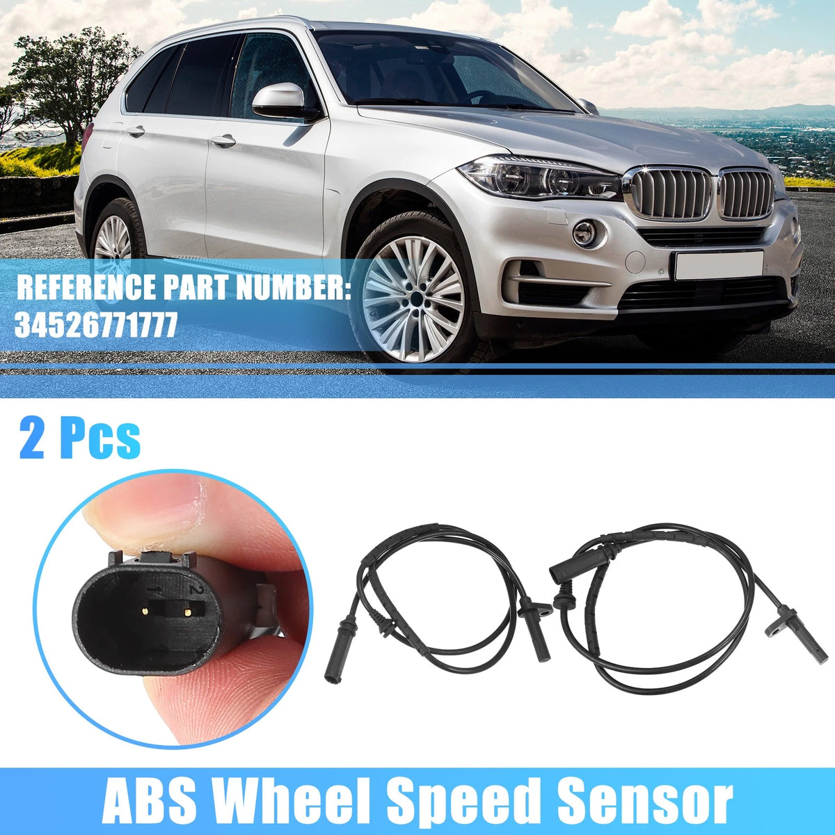 2 x Rear ABS Wheel Speed Sensors for BMW X6 3.0L (2008-2014)