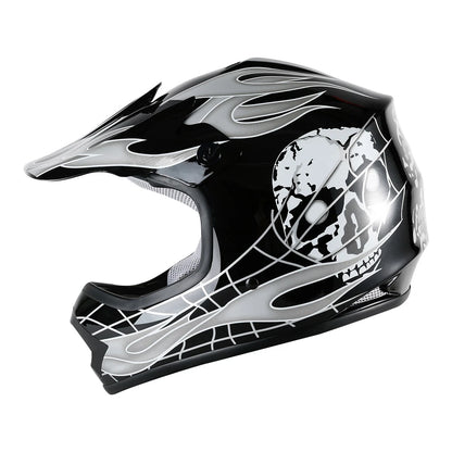 Youth ATV Motocross Dirt Bike Skull Helmet & Goggles Gloves S M L XL
