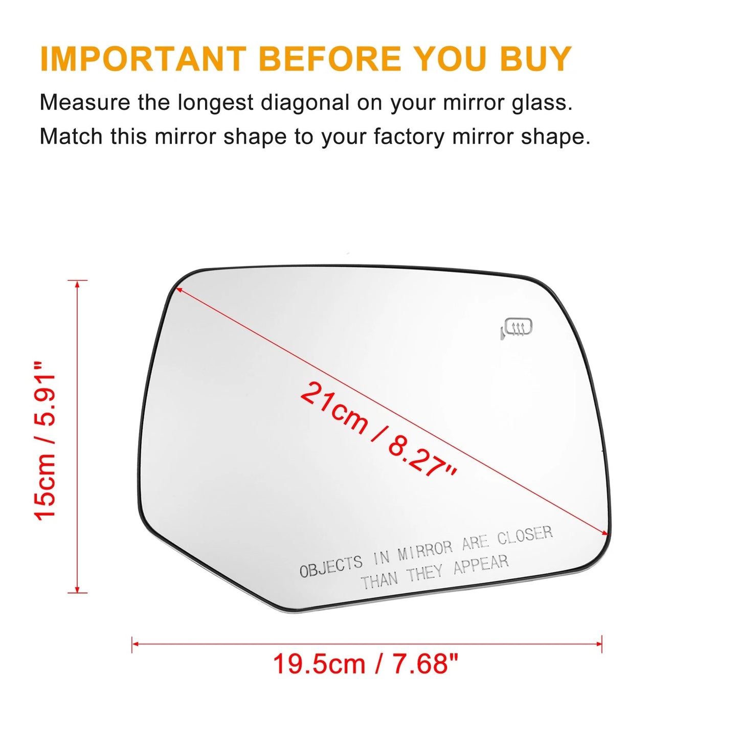 Heated Right Side Rearview Mirror Glass for Ford Escape (2008-2012)