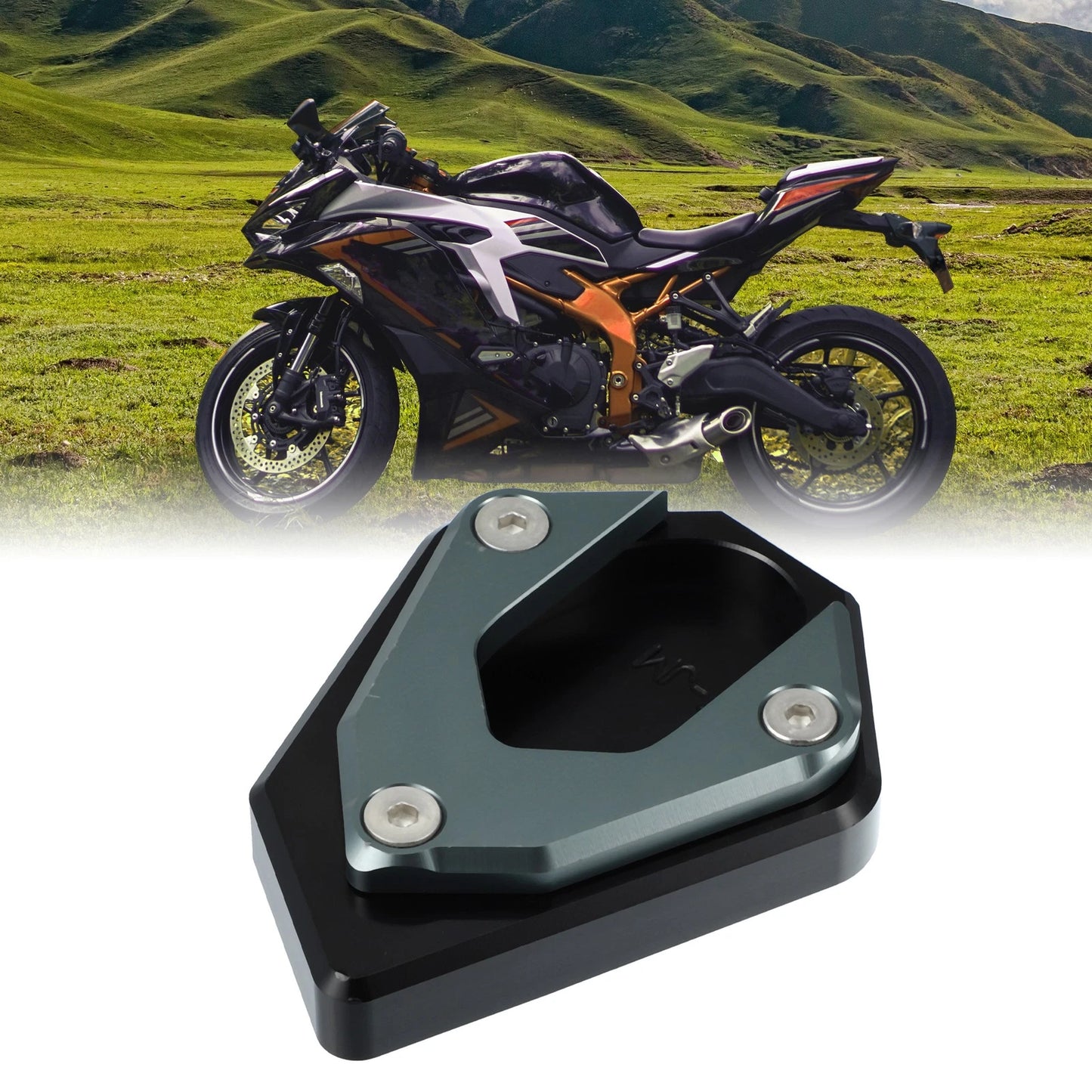 Side Stand Plate Pad Titanium Tone for Kawasaki ZX-25R (2020–2023)