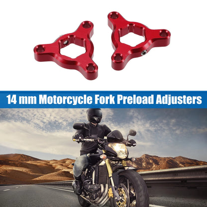 Fork Preload Adjusters 2 x 14mm Aluminum Alloy Red for Motorcycle