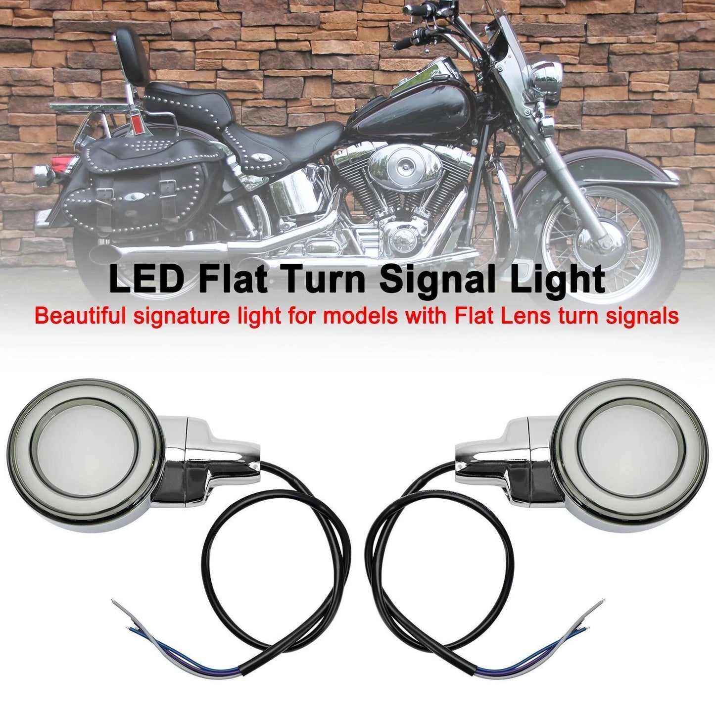 LED Turn Signal Flat for Harley Heritage Softail Classic (1999-2023) Chrome