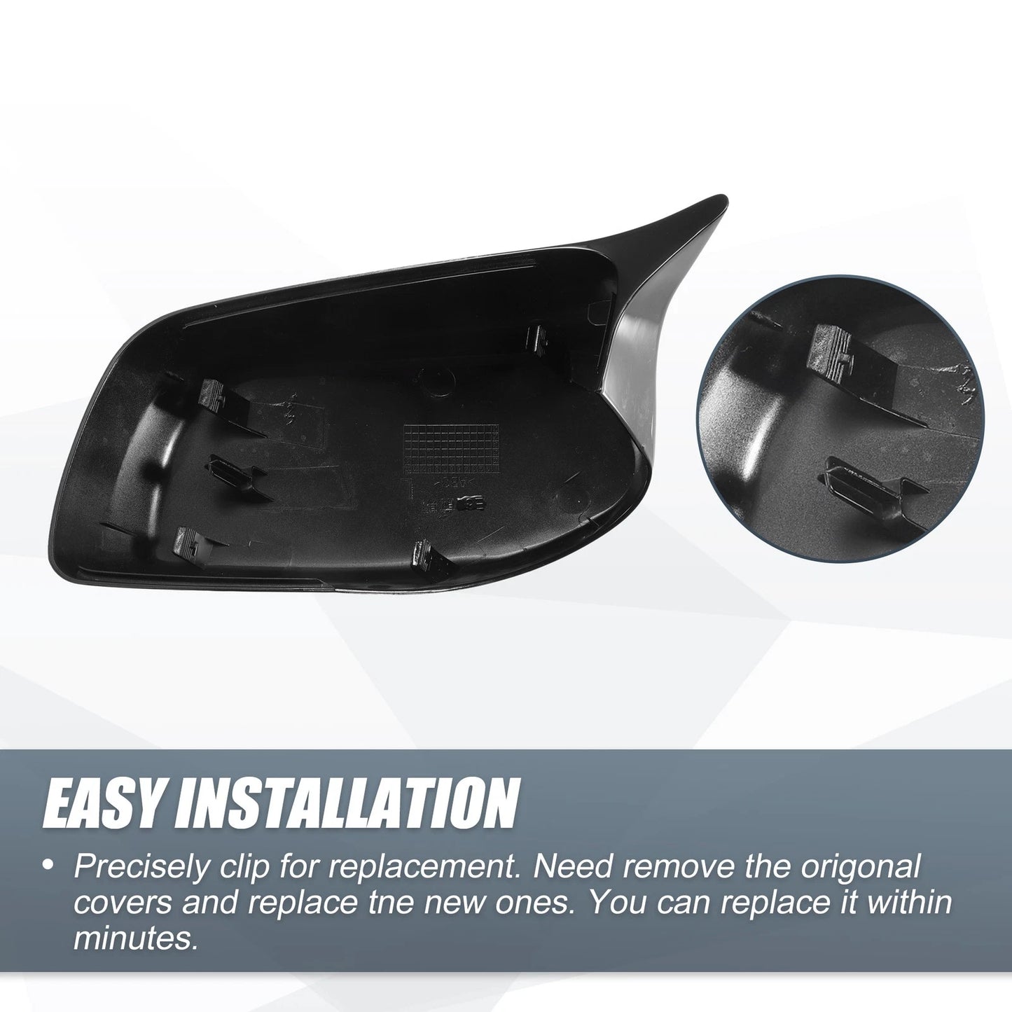 Gloss Black Rearview Mirror Cover for BMW E60 E61 525i 530i 545i 550i (2006-2010)