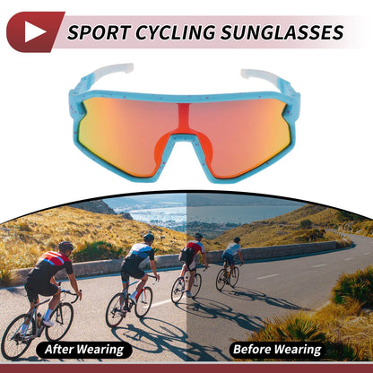 Goggles Motorcycle Riding Red Lens Blue Purple Frame UV400 Tri-Acetyl Cellulos
