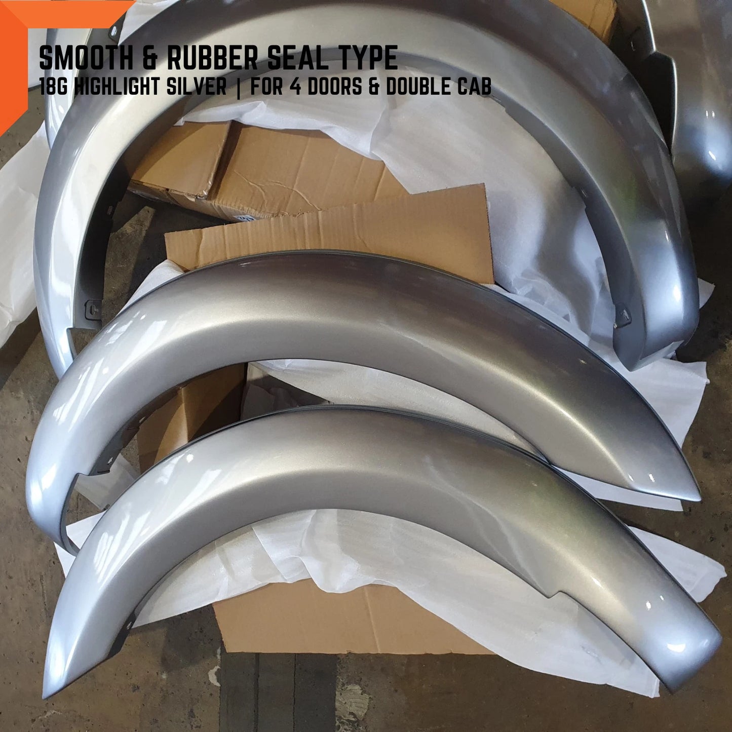 18G Silver Fender Flares for Ford Ranger Ute T6 PX (2012-2015)