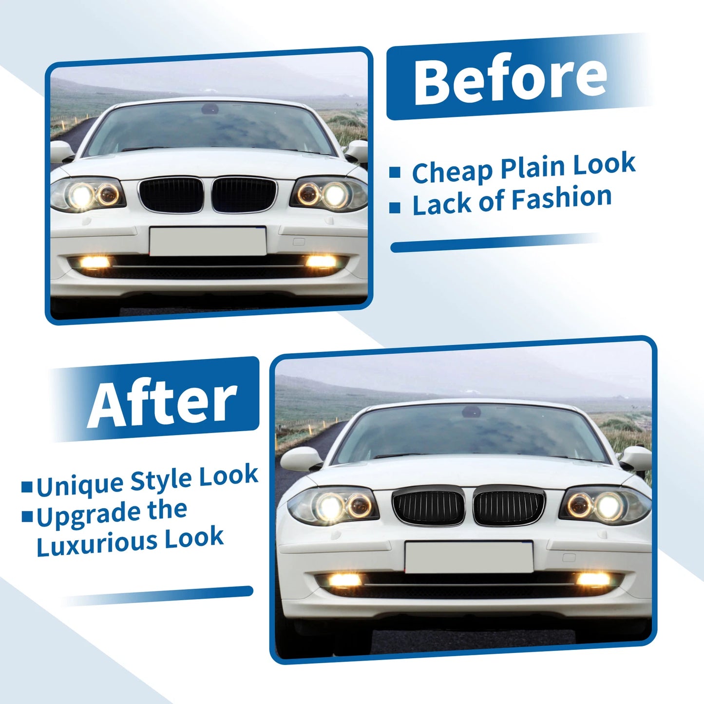 Front Upper Bumper Grille for BMW 1 Series E87 (2003-2007) Gloss Black