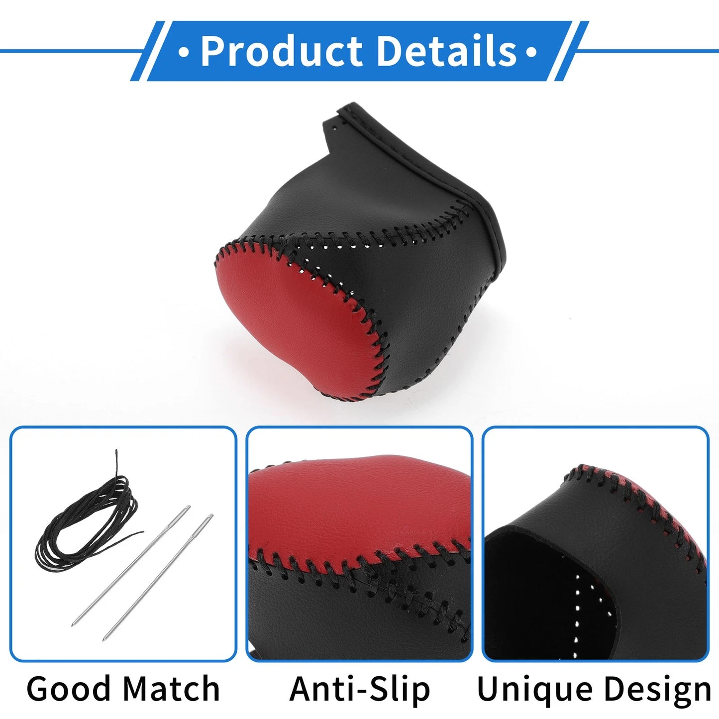 Car Gear Shift Knob Cover  for Toyota CH-R (2017-2021) Black Red Faux Leather