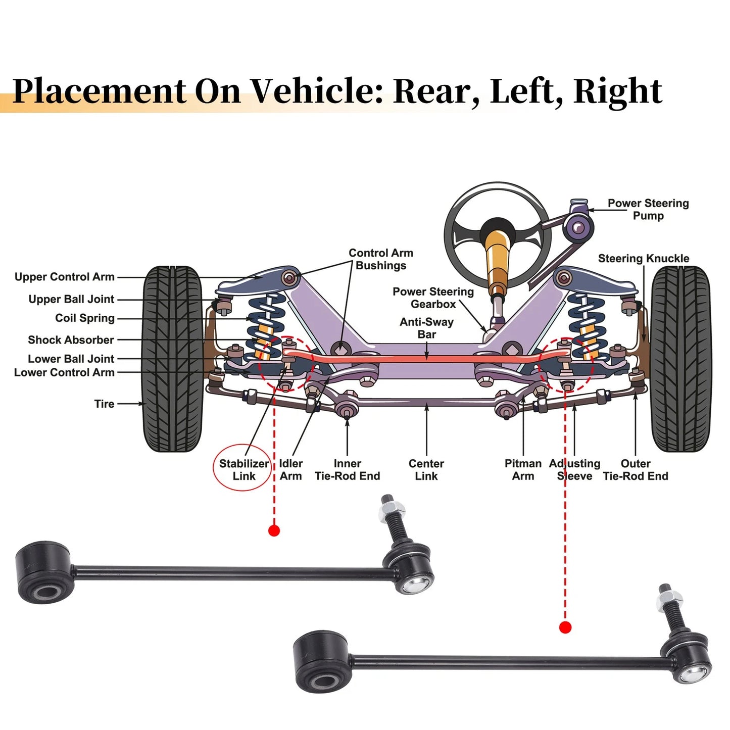 Rear Stabiliser Sway Bar Links for Jeep Liberty, Dodge Nitro (2002-2012)