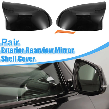 Pair Exterior Rear View Mirror Cover Shell for BMW X3 F25 Bright Black