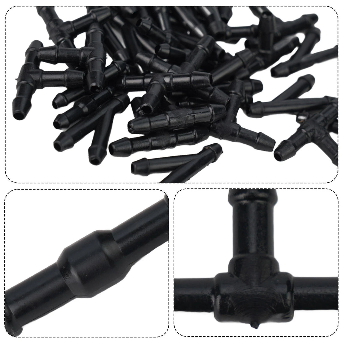 Water Connector Hose Wiper 36pcs Black Fittings Joiner Plastic Splitter