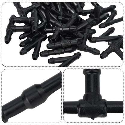 Water Connector Hose Wiper 36pcs Black Fittings Joiner Plastic Splitter