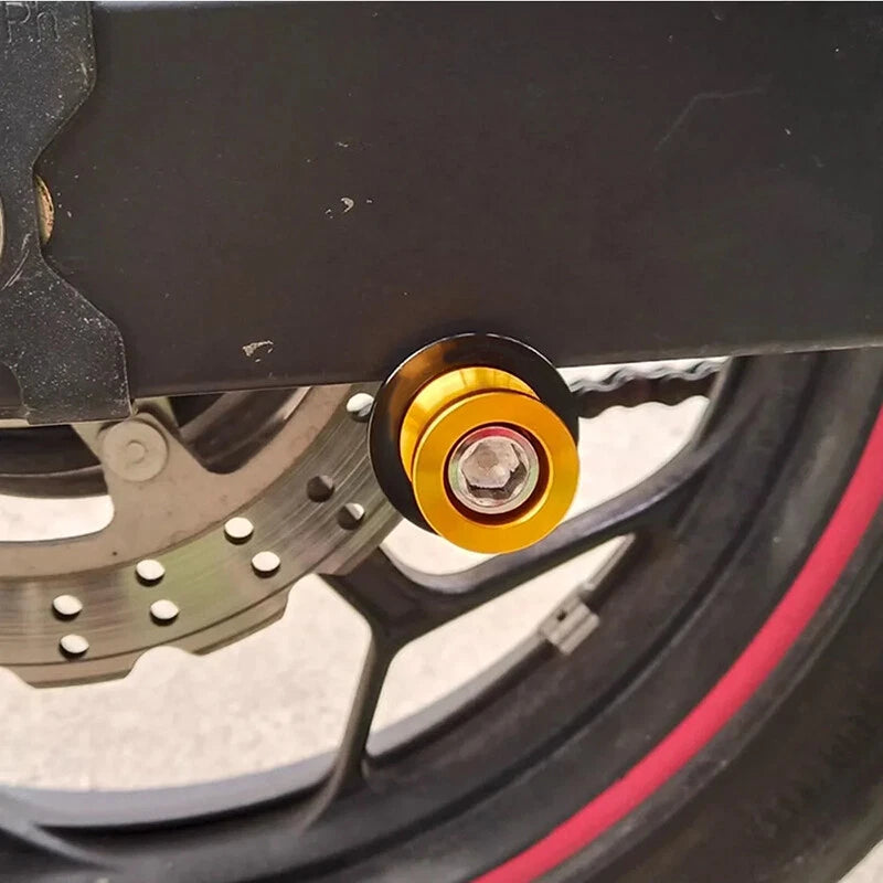 2 x Gold 6mm Swingarm Spools for YAMAHA YZF R6 (2006-2023)