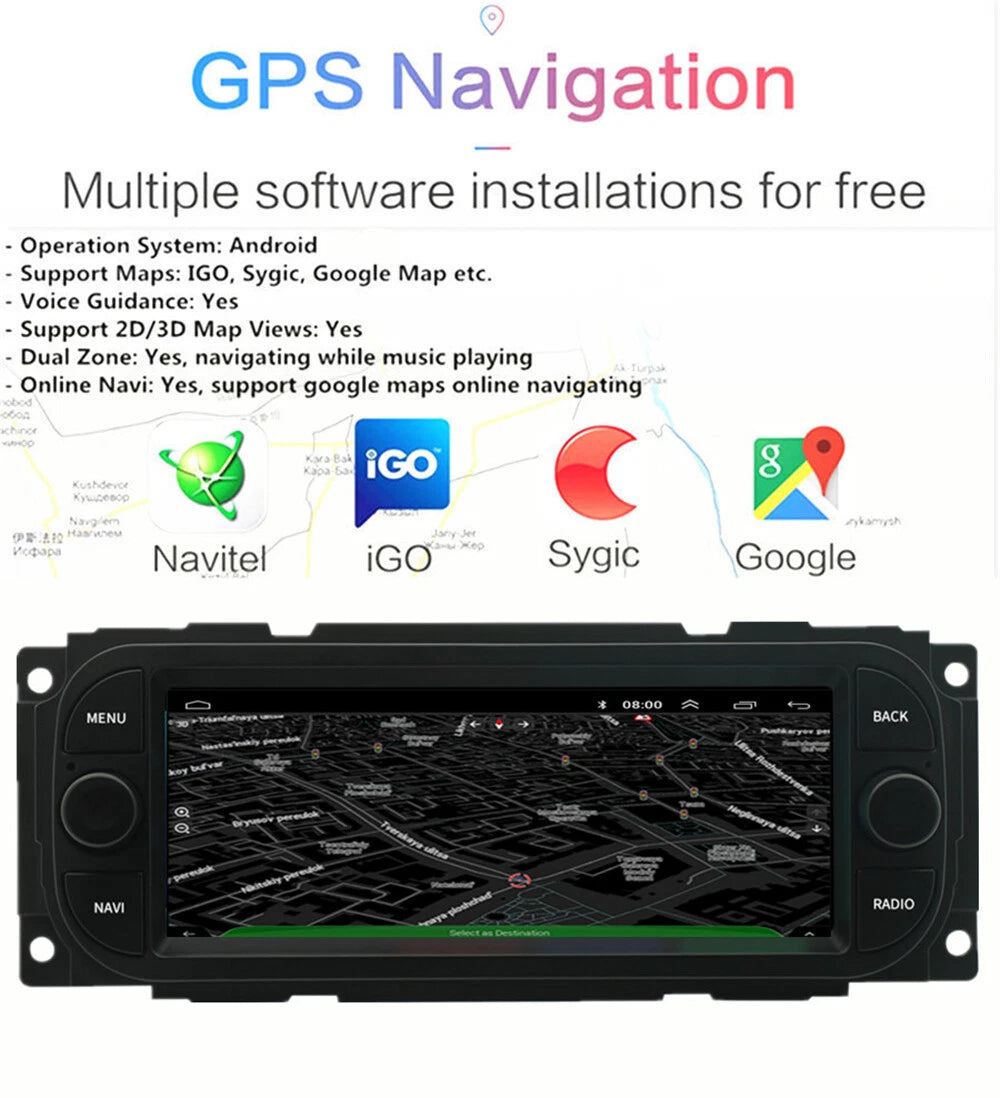 6.8" Android 13 Stereo Radio GPS Navigation for Jeep Chrysler Dodge (2011-2023)
