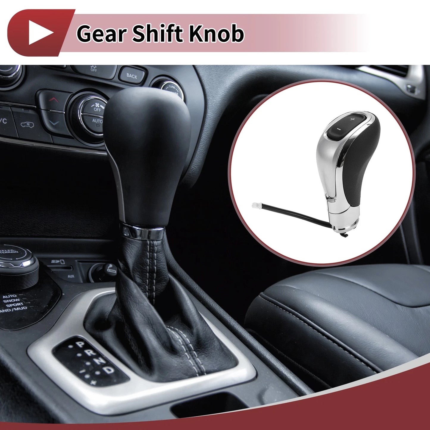 Automatic Gear Shifter Knob Black Silver Tone for Buick Encore (2013–2019)
