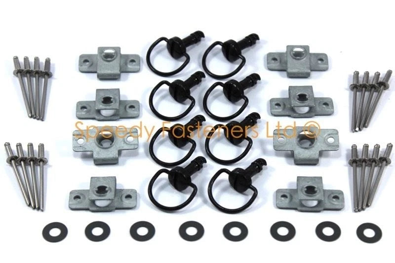 8x Schwarz D-Ring Dzus Verschluss Motorrad Verkleidung Set for Yamaha Honda