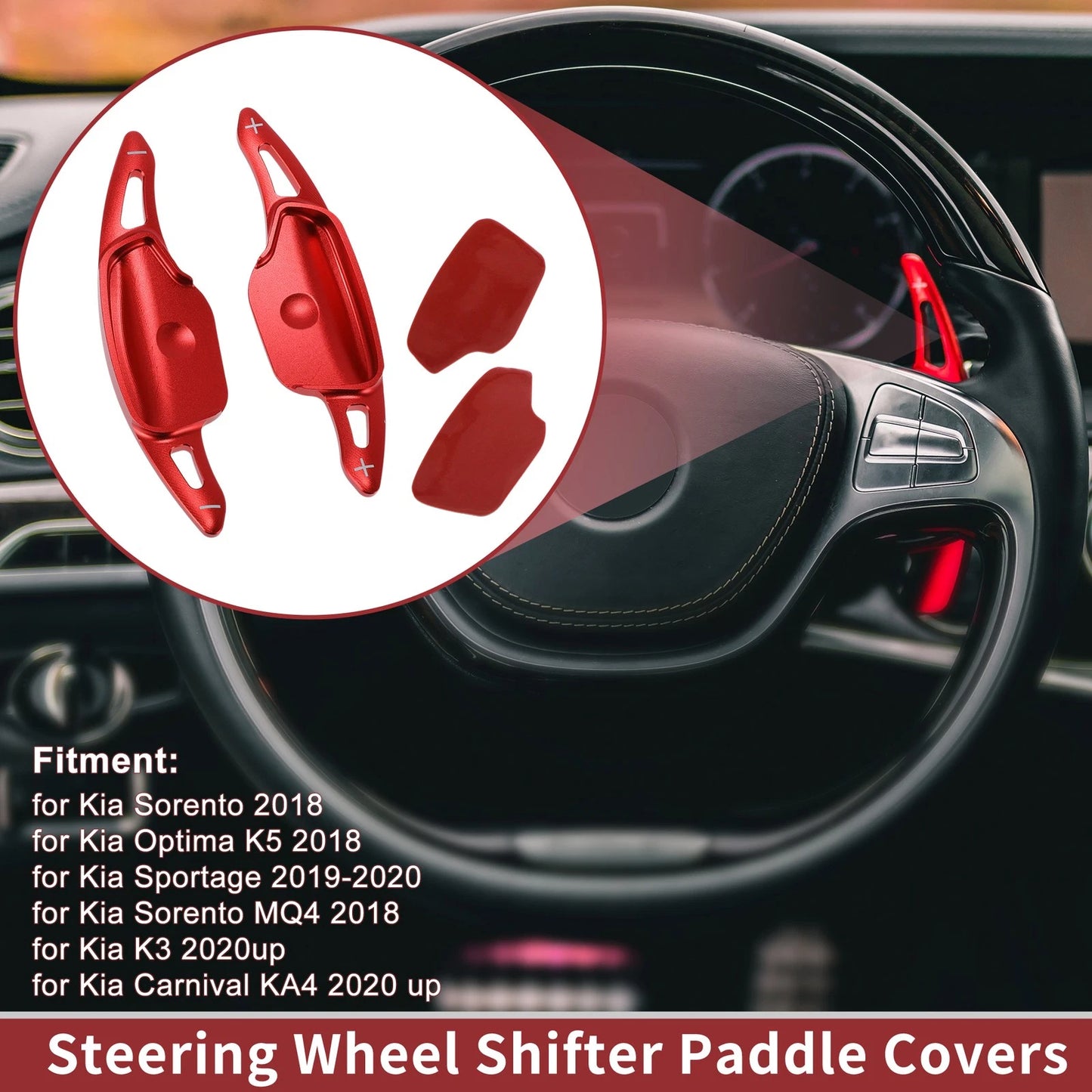 Red Aluminum Alloy Steering Wheel Paddles for Kia Sorento (2018)
