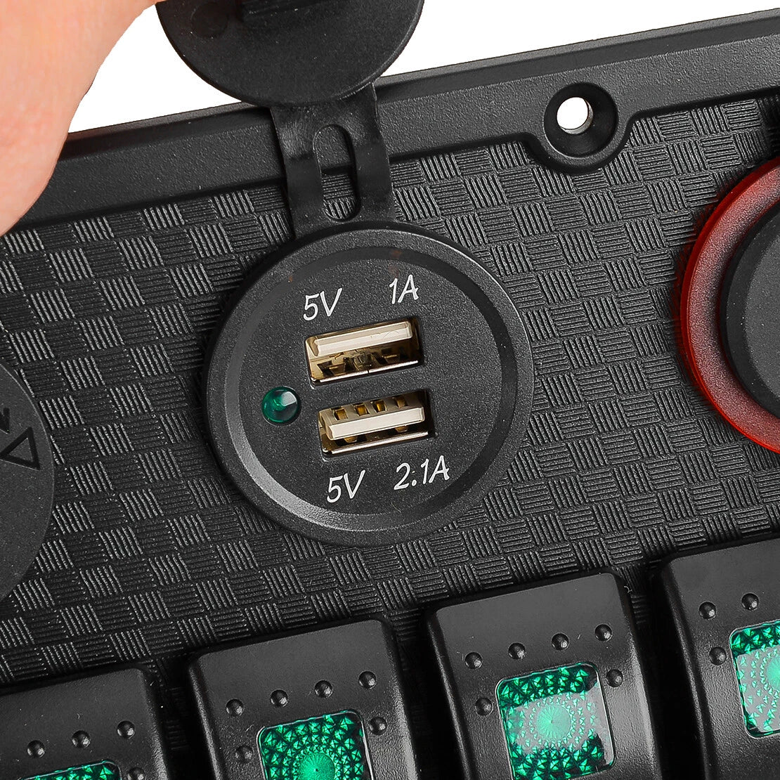 8 Gang Toggle Rocker Switch Panel for Car Boat Marine RV Truck Green LED