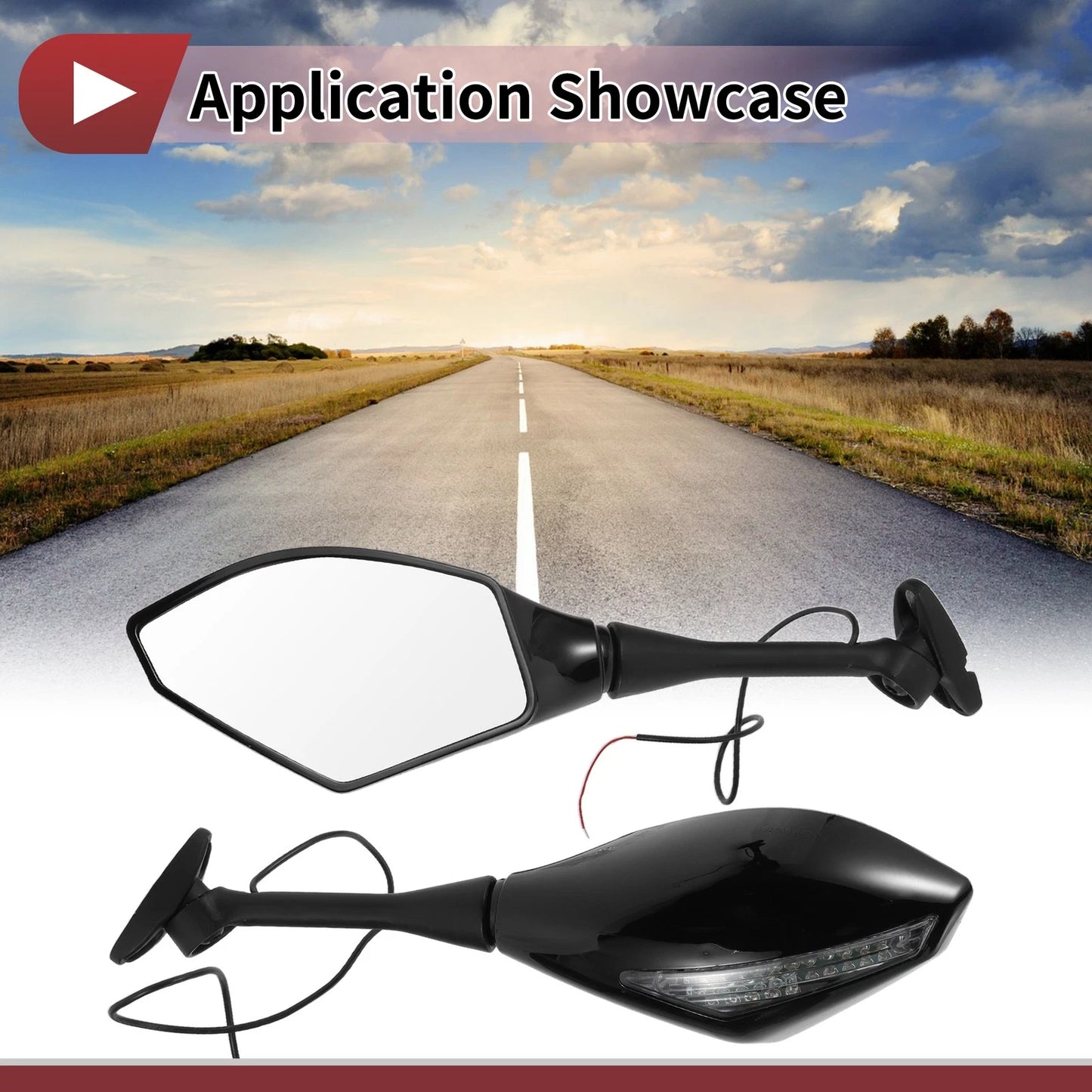 1 x Rear View Mirrors Black Aluminum for Honda CBR600RR (2003–2014)