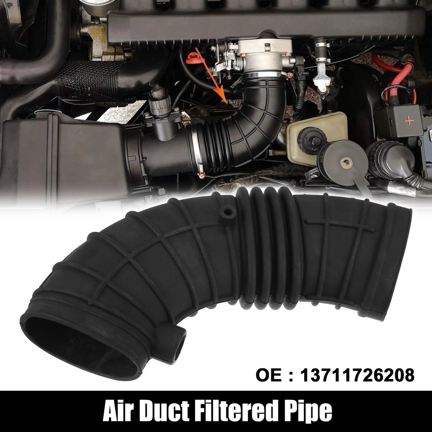 Air Duct Filtered Pipe Air Intake Hose Tube for BMW 525i (1989-1990)