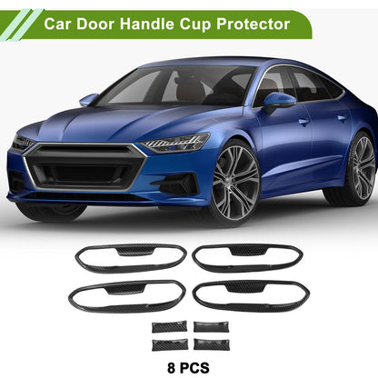 Car Door Handle Cup Protectors for Ford Edge Carbon Fiber Black ABS 8 x Pieces