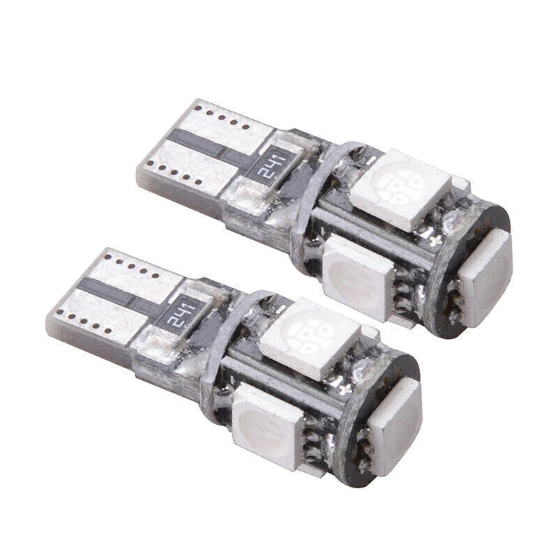 T10 Red LED 5050 5SMD Wedge Interior Dome Map License Festoon Light Bulbs 2 x for Car
