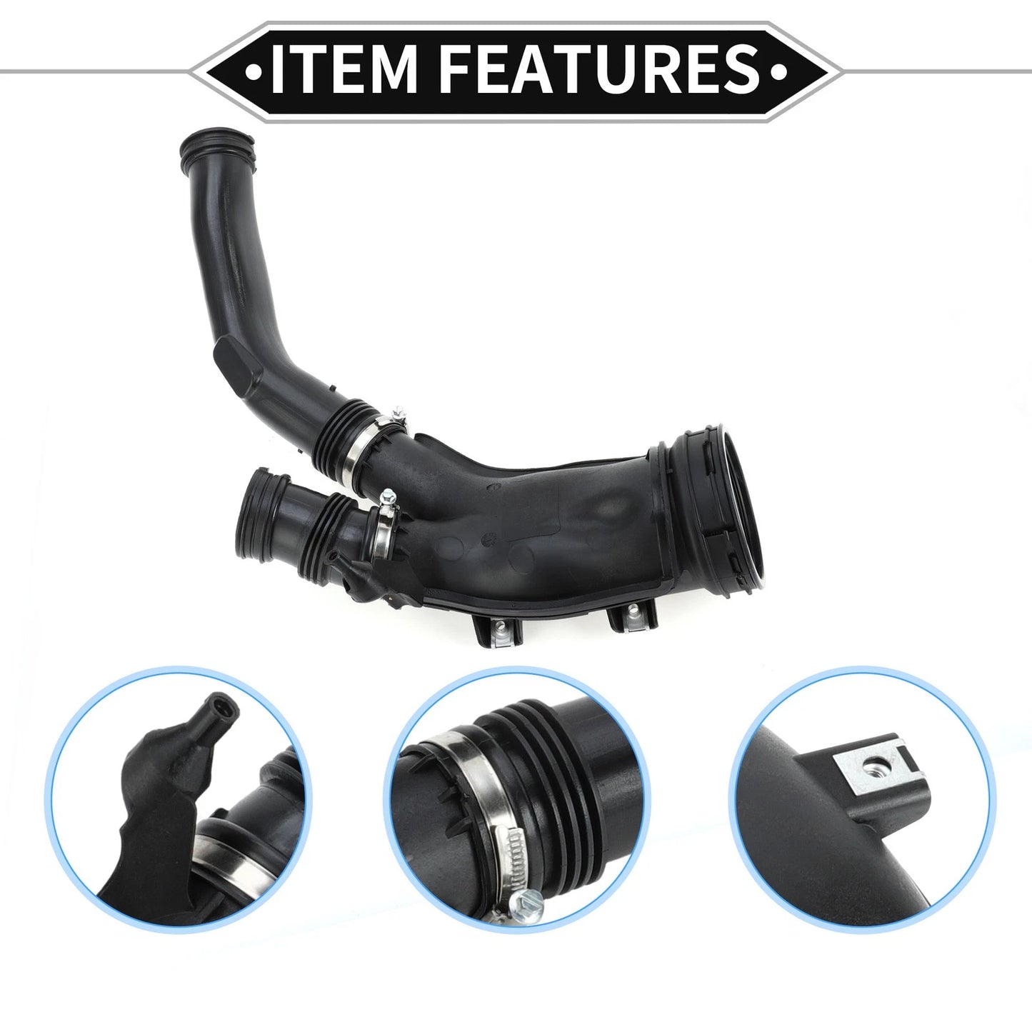 Car Intake Hose for BMW F01 7 Series 740i (2007-2012) - Black 2 x No.13717582312