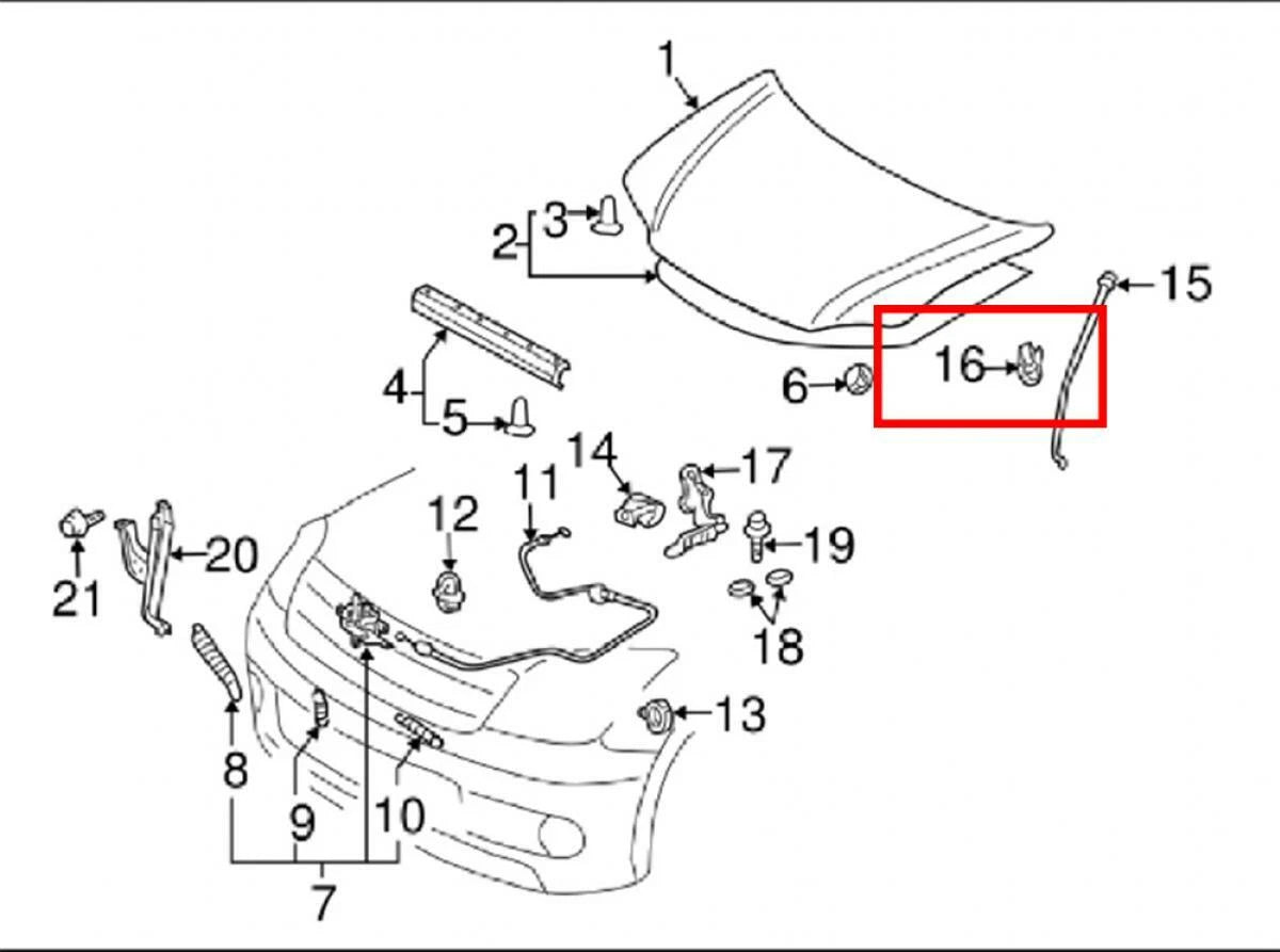 10 x Hood Rod Clips for Toyota 4Runner/Hilux MK4 (1998-2004)