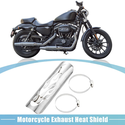 Exhaust Pipe Heat Shield for Harley 20-70mm Clamp Silver Tone