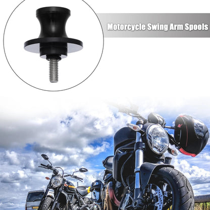 2 x 6mm Metal Swing Arm Spool Rear Stand Black for Motorcycle