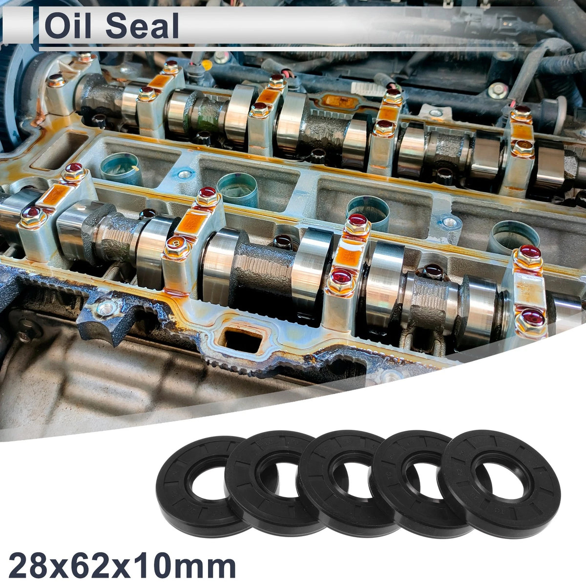 Oil Seal 28x62x10mm Rotary Seal Ring Nitrile Rubber 5 Pcs for Make Model