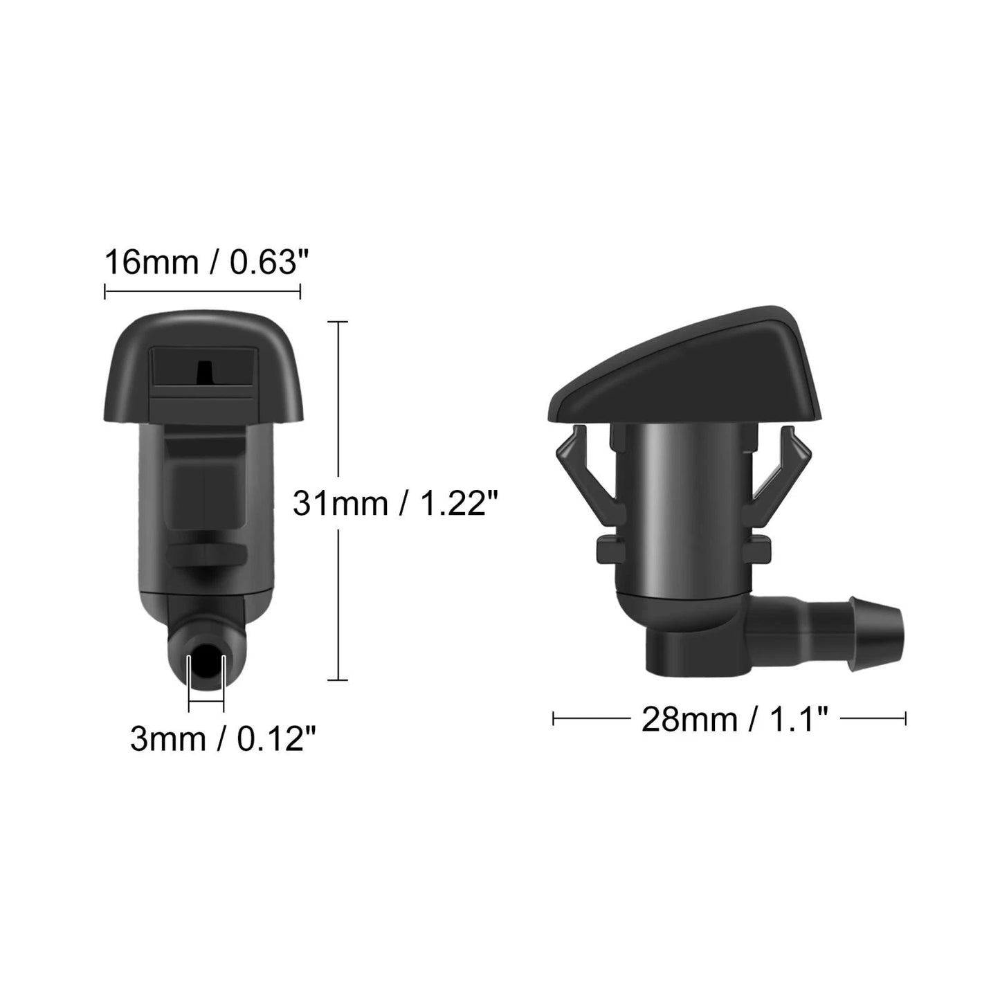 2 x Front Windshield Wiper Nozzles for Ford Focus, Edge (2007-2011)