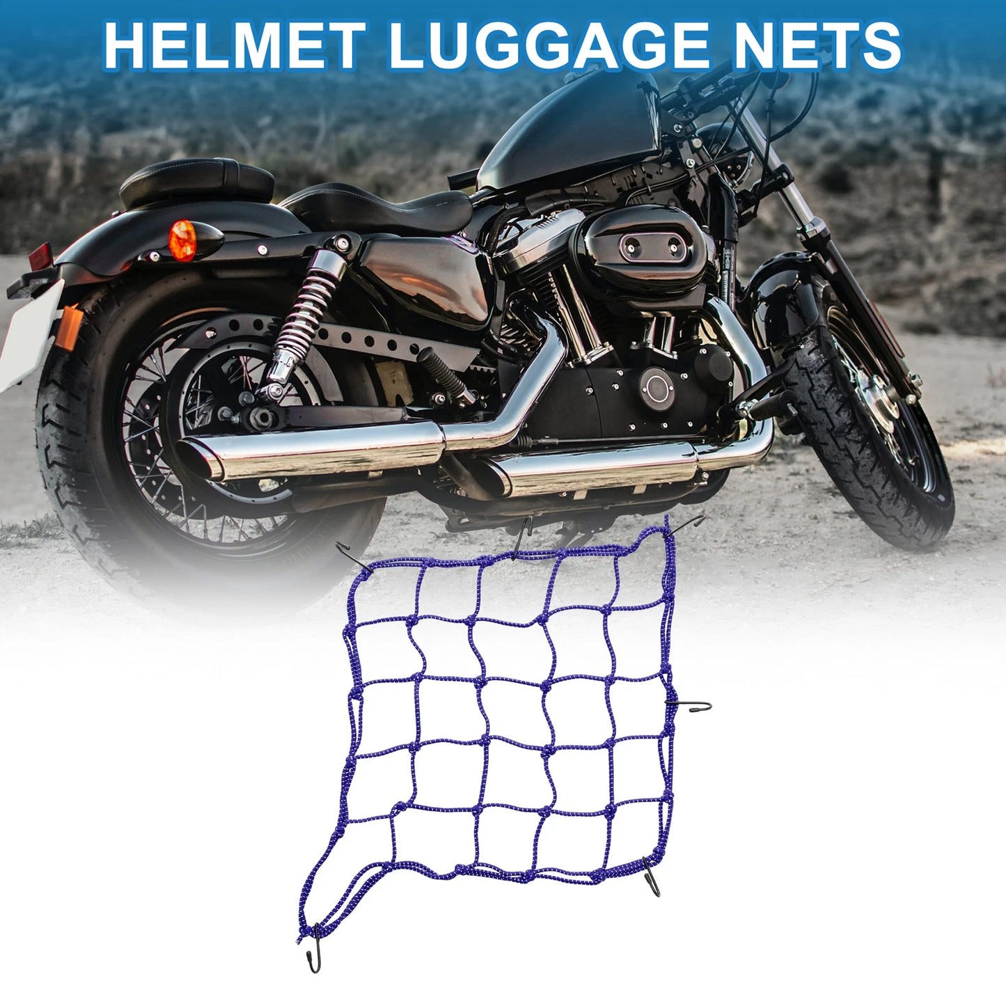 Motorcycle Luggage Cargo Net 40x40cm Bungee Cargo Net Blue for Motorcycle