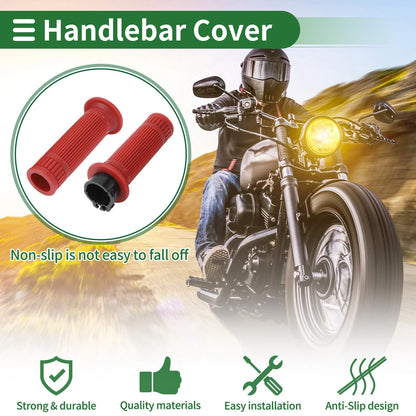 1 25mm Motorcycle Hand Grips Cover Kit Handlebar Grips Dark Red Stripe Pattern