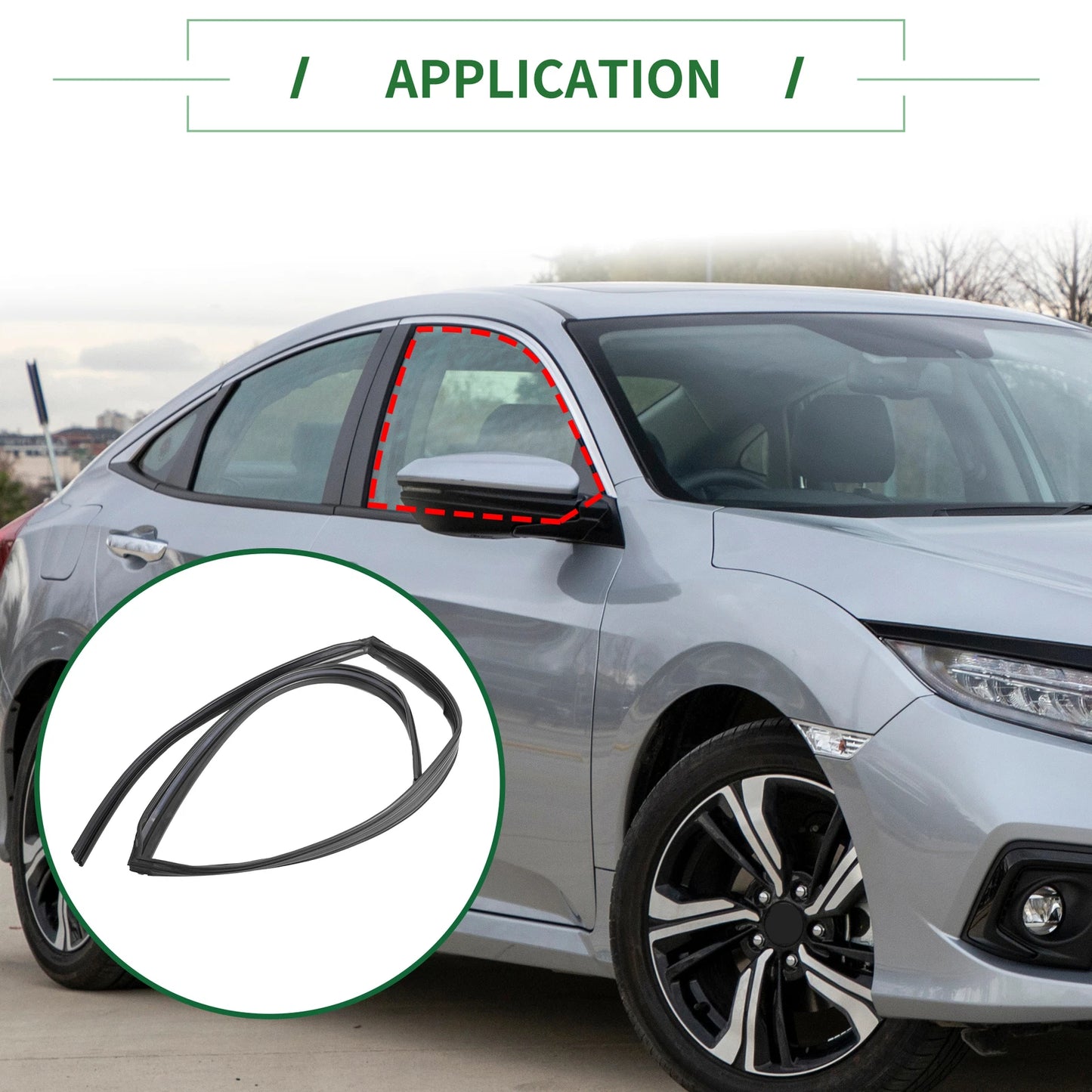 Rear Right Door Window Seal Strip for Honda Civic (2016-2021)