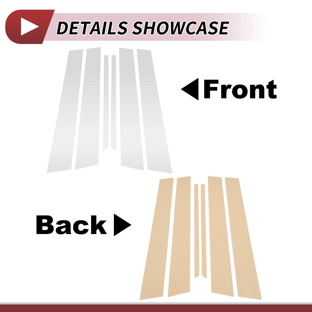 6 Pcs Door Pillar Window Trim for Nissan Maxima (2000-2003) Silver Tone