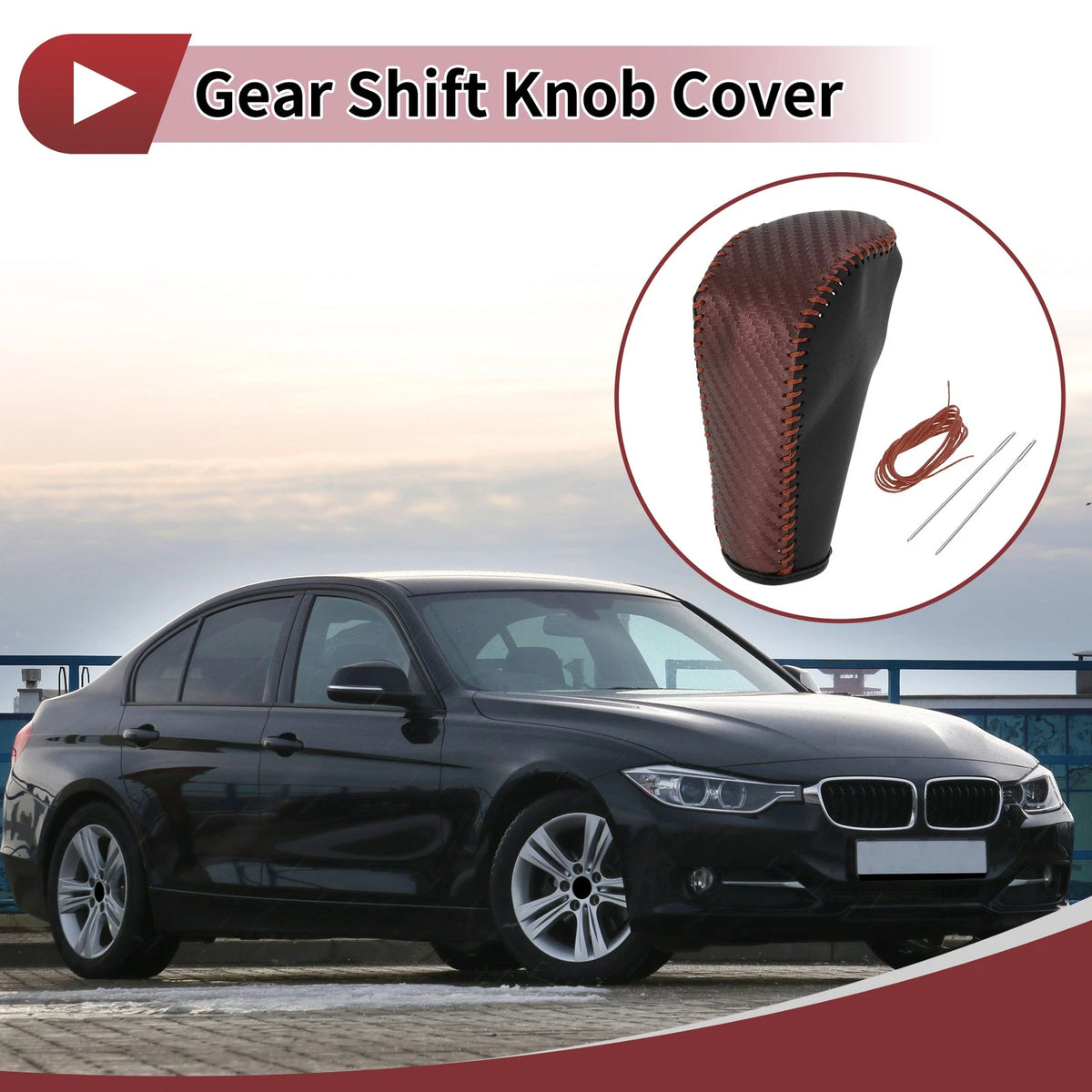 1 Pc Gear Shift Knob Cover for BMW 3 Series E90 Brown Faux Leather